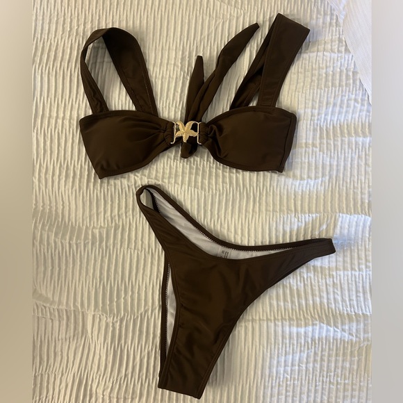 SHEIN Other - NEW Brown Bikini Set with Gold Star Accent